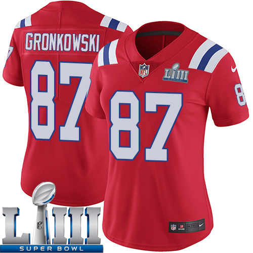 Women New England Patriots #87 Gronkowski red Nike Vapor Untouchable Limited 2019 Super Bowl LIII NFL Jerseys->women nfl jersey->Women Jersey